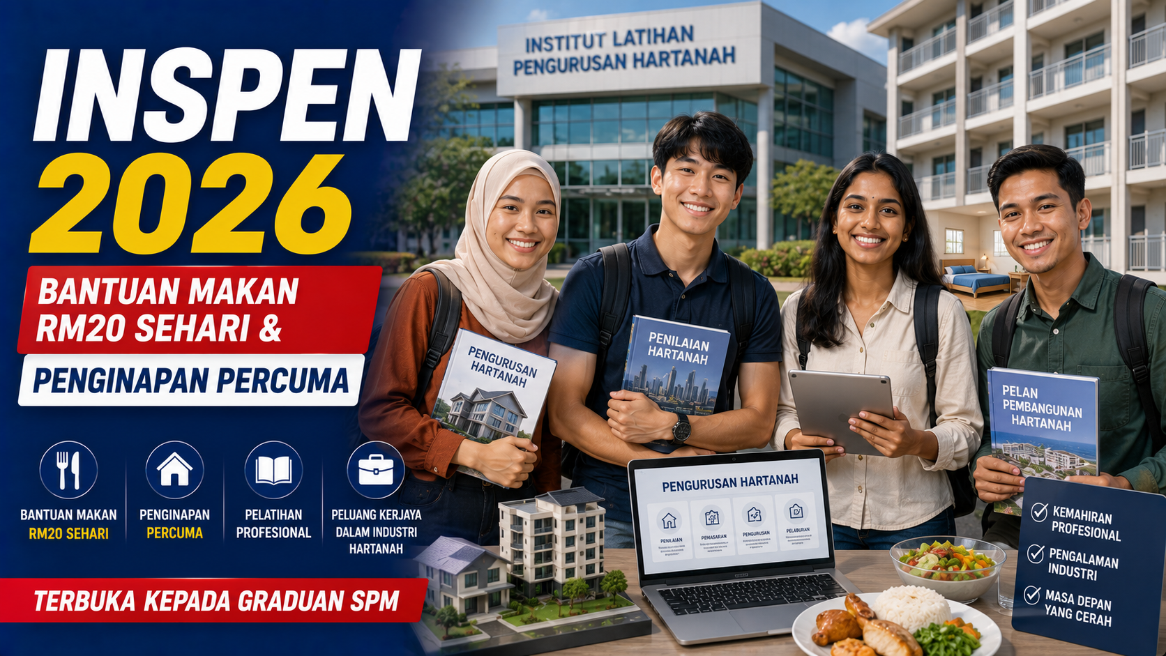 INSPEN 2026: Bantuan Makan RM20 Sehari & Penginapan Percuma Untuk Lepasan SPM