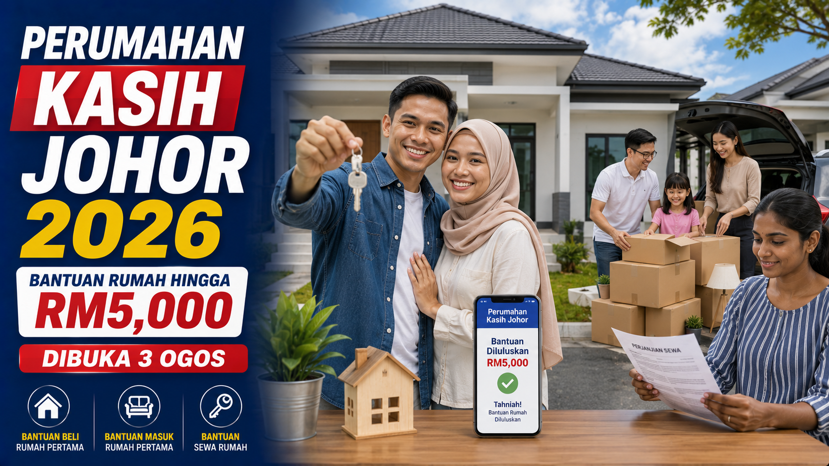 Perumahan Kasih Johor 2026: Bantuan Rumah Hingga RM5,000 Dibuka Mulai 3 Ogos