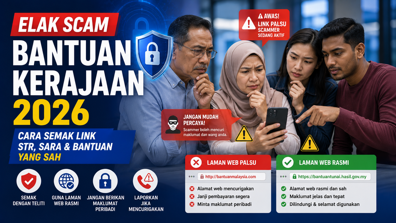 Elak Scam Bantuan Kerajaan 2026: Cara Semak Link STR, SARA & Bantuan Online Yang Sah