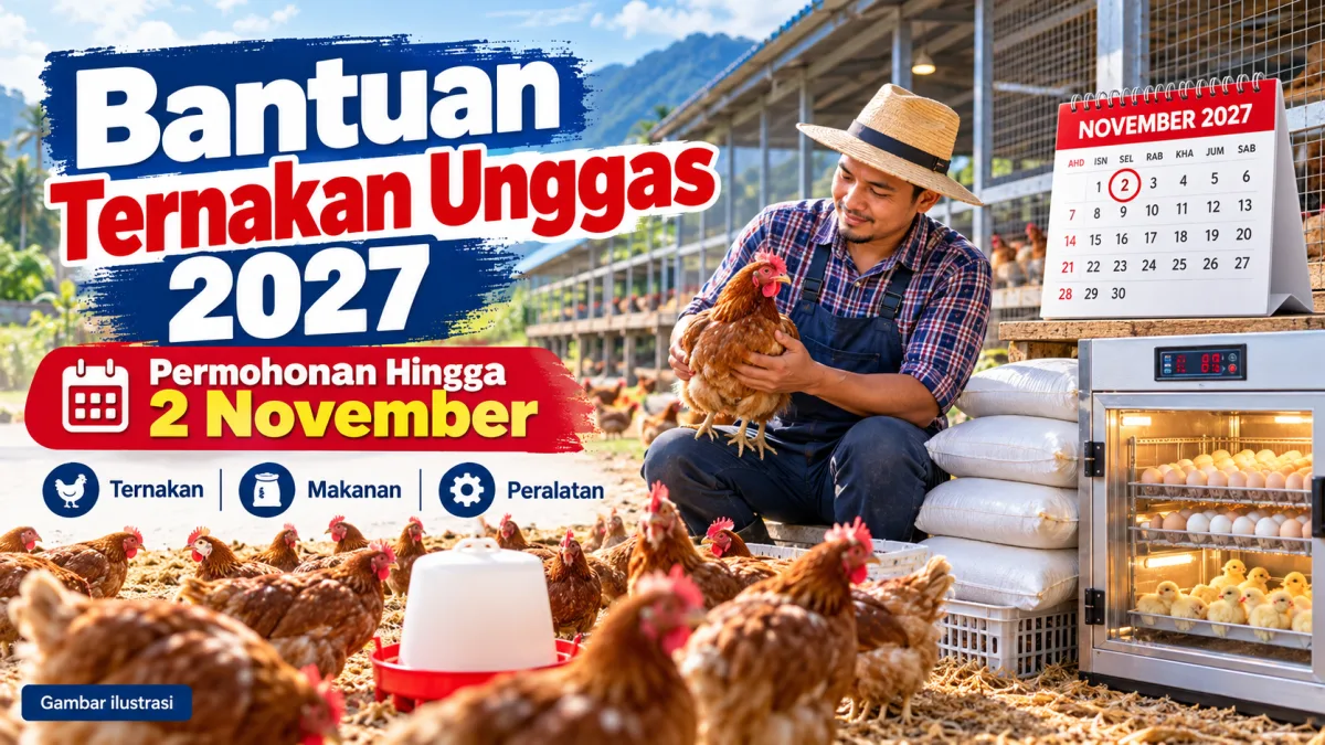 Cadangan alt: Bantuan Ternakan Unggas 2027 DVS untuk penternak dengan bantuan ternakan makanan dan peralatan, permohonan hingga 2 November 2026