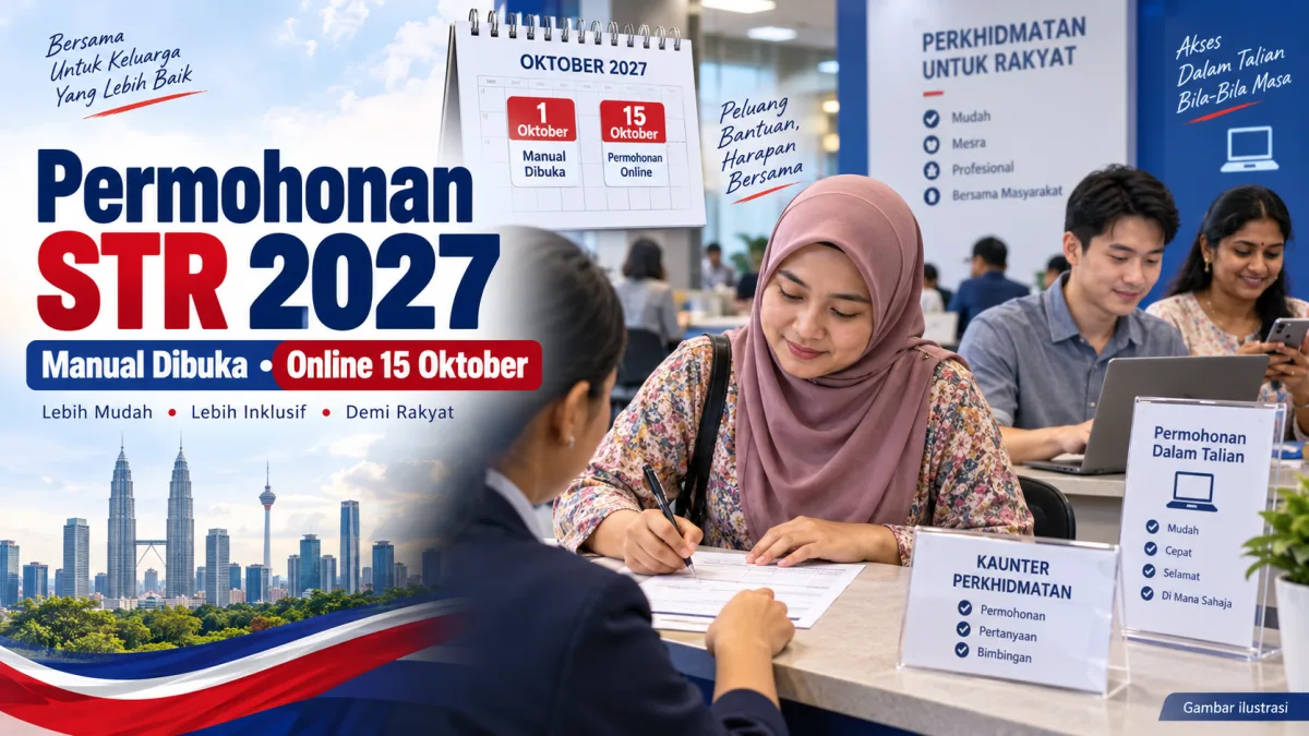 Cadangan alt: Permohonan STR 2027 dibuka secara manual mulai 1 Oktober dan online melalui Portal STR mulai 15 Oktober 2026